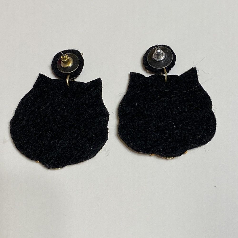 Bengal Tiger Cat Seed Bead Earrings Post Dangle Statement Designer 2” - Picture 3 of 5